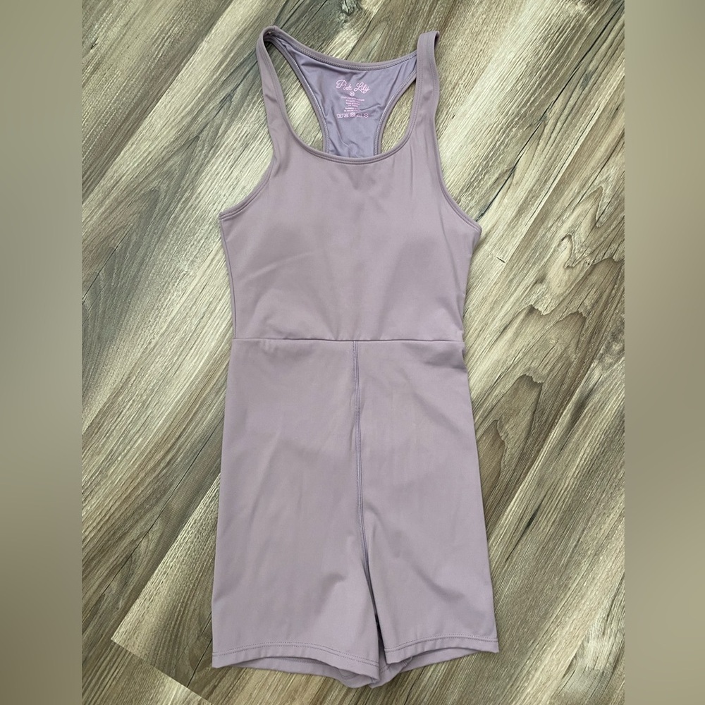 Pink Lily Sleeveless Racerback Tank Top One Piece Active Jumpsuit Shorts‎ XS